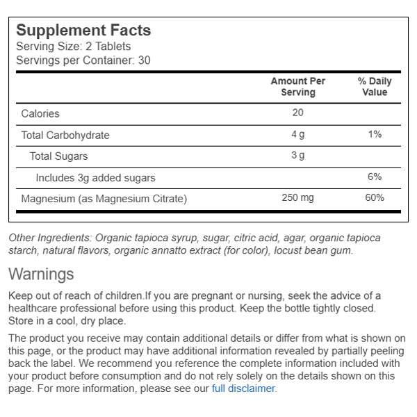 Qunol Extra Strength Magnesium Citrate 250mg Gummies