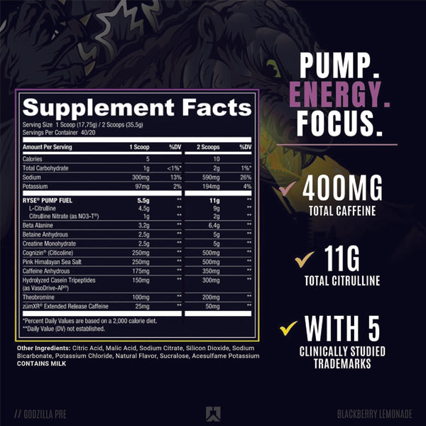 Ryse Godzilla Pre-Workout 20/40 Servings