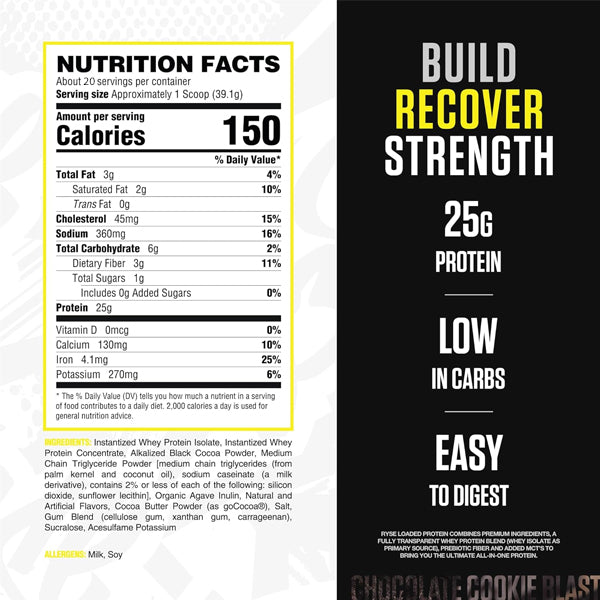 Ryse Loaded Whey Protein with MCT's 20 Servings