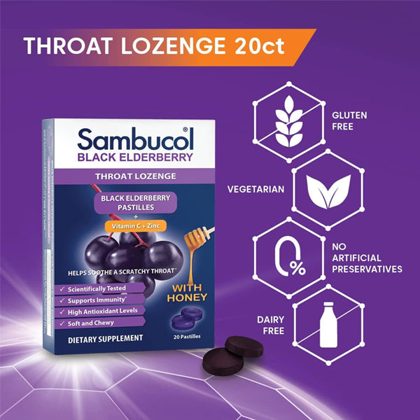 Sambucol Black Elderberry Throat Lozenges