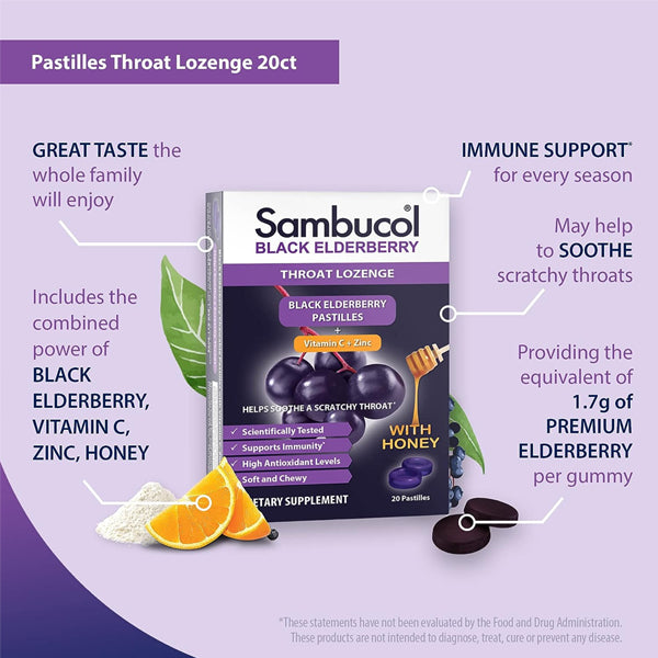 Sambucol Black Elderberry Throat Lozenges