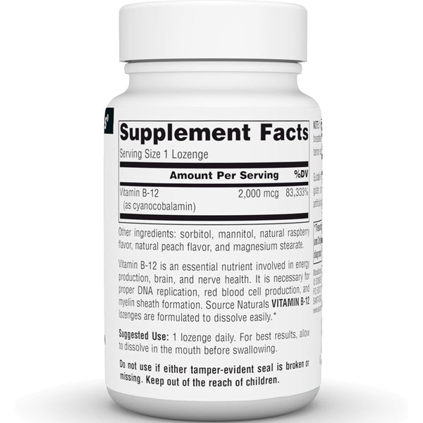 Source Naturals Vitamin B-12 2000mcg 100 Lozenges