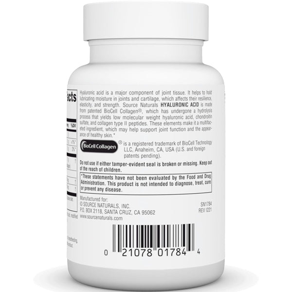 Source Naturals Hyaluronic Acid 50mg 60 Tablets