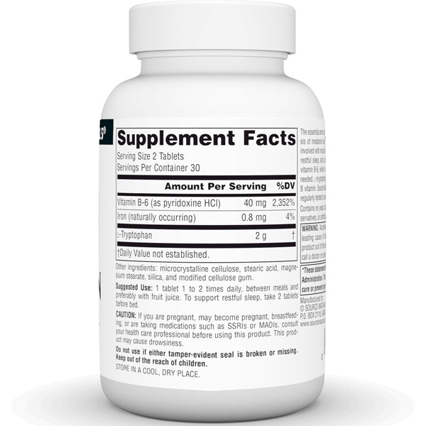 Source Naturals L-Tryptophan 1000mg 60 Tablets