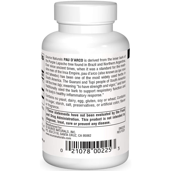 Source Naturals Pau D'Arco Extract 500mg 100 Tablets