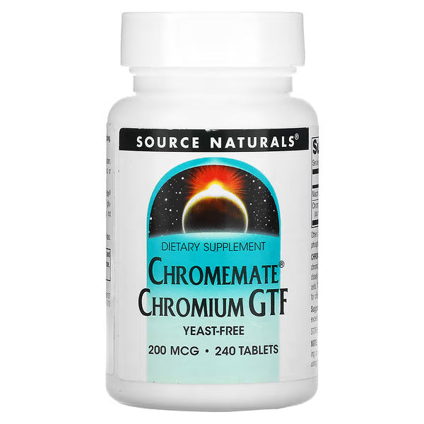 Source Naturals Chromemate Chromium GTF 200mcg 240 Tablets