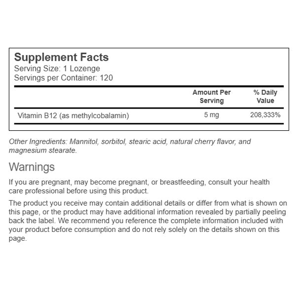 Source Naturals MethylCobalamin Vitamin B-12 120 Lozenges