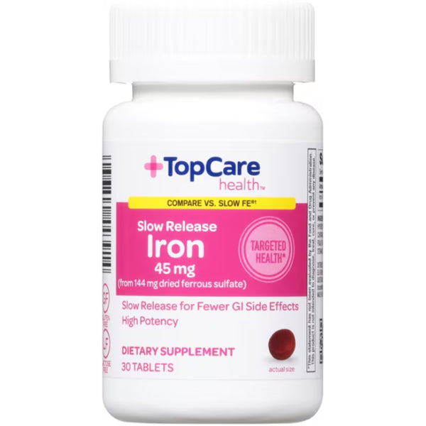 TopCare Slow Release Iron 45mg 30 Tablets