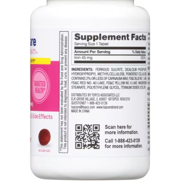 TopCare Slow Release Iron 45mg 30 Tablets