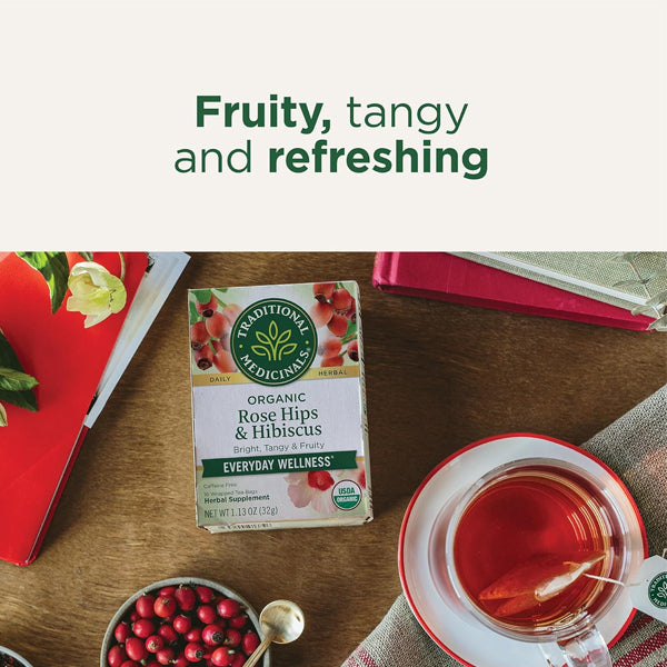 Traditional Medicinals Organic Rose Hips & Hibiscus 16 Tea Bags