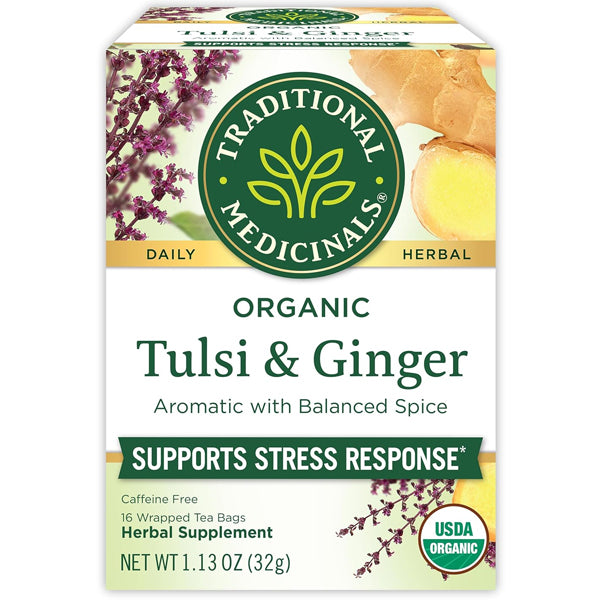 Traditional Medicinals Organic Tulsi And Ginger 16 Tea Bags