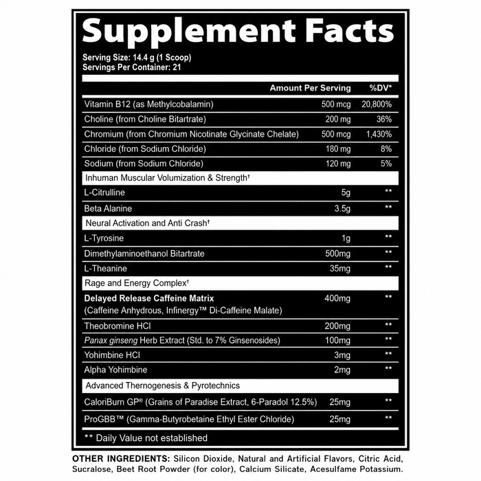 Afterdark Inhuman Pyro Pre-Workout 21 Servings
