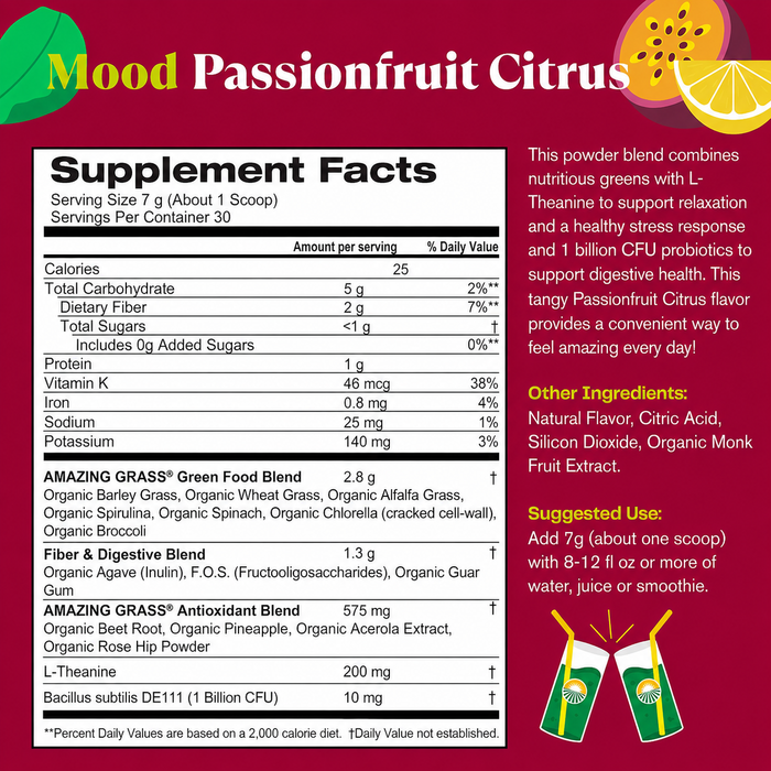 Amazing Grass Greens Blend Mood Singles 30 Servings