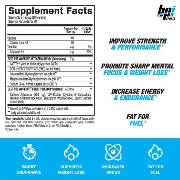 BPI Sports Keto Best Pre Workout 30 Servings