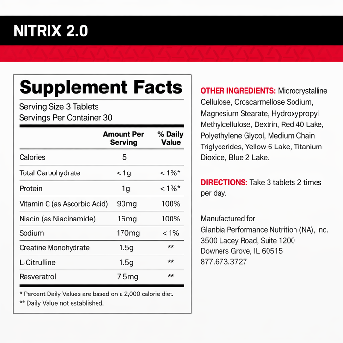 BSN Nitrix 2.0 Nitric Oxide Precursors 90 Tablets