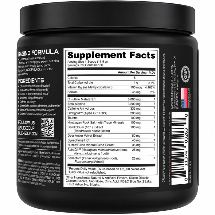 Bucked Up Woke AF Black 30 Servings