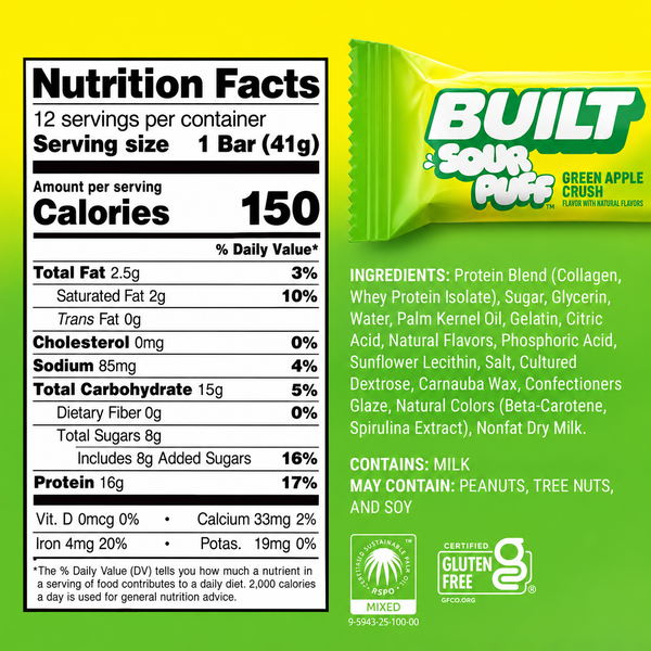 Built Sour Puff Protein Bar 12pk