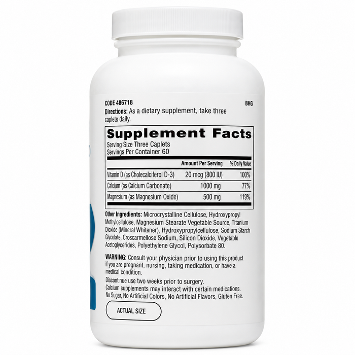 GNC Calcium Plus Magnesium & Vitamin D-3 1000mg 180 Caplets