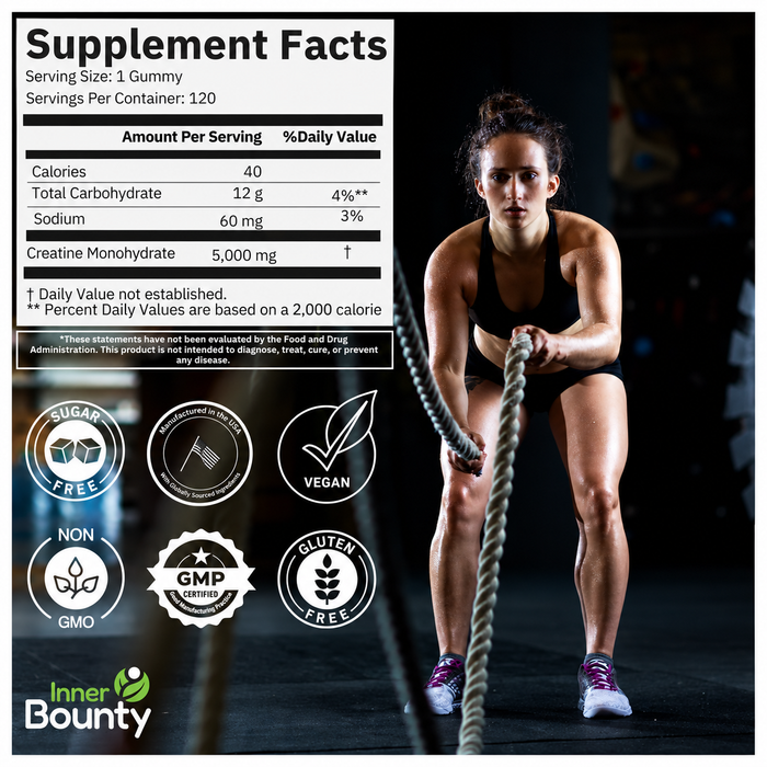 Inner Bounty Creatine Monohydrate Sugar Free Gummies 120ct