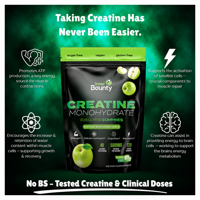 Inner Bounty Creatine Monohydrate Sugar Free Gummies 120ct
