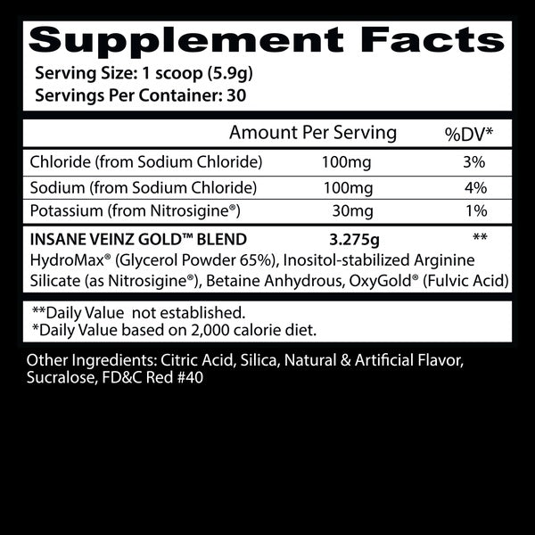 Insane Labz Insane Veinz Gold Non-Stim Pre-Workout 30 Servings
