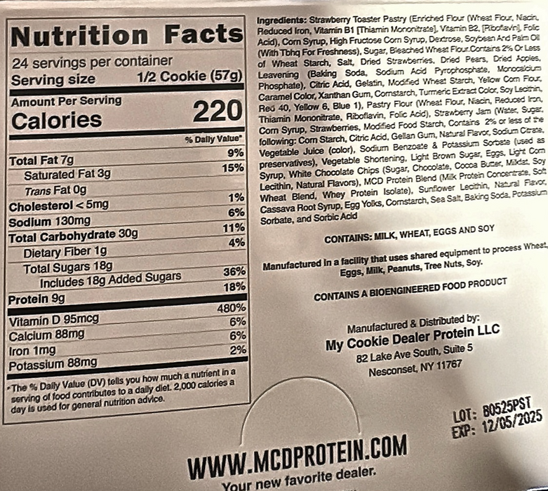 My Cookie Dealer Protein Cookies 2.2oz 12pk