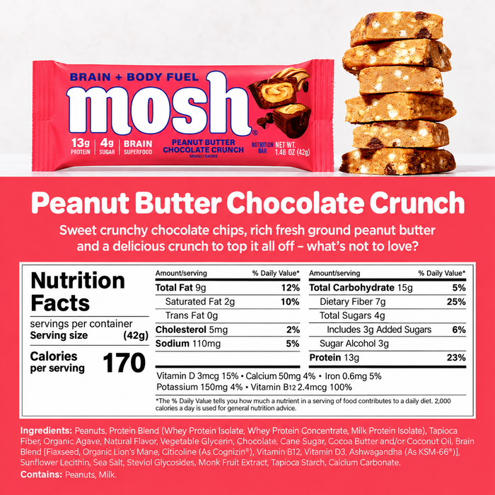 Mosh Brain & Body Fuel High Protein Bar 12pk