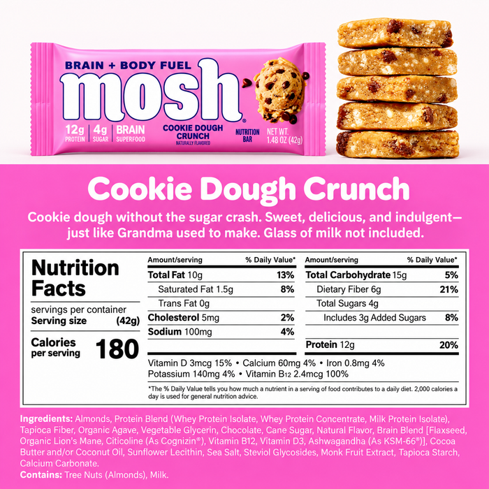 Mosh Brain & Body Fuel High Protein Bar 12pk