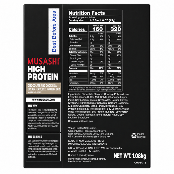 Musashi High Protein 90g Bars 12pk