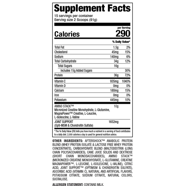 Myogenix Aftershock Tactical Post-Workout Catalyst 6lbs