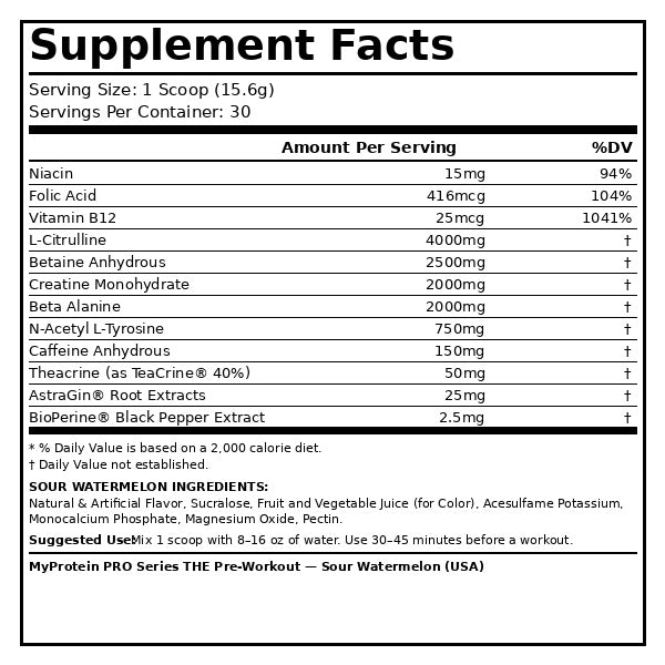 MyProtein PRO Series THE Pre-Workout 30 Servings