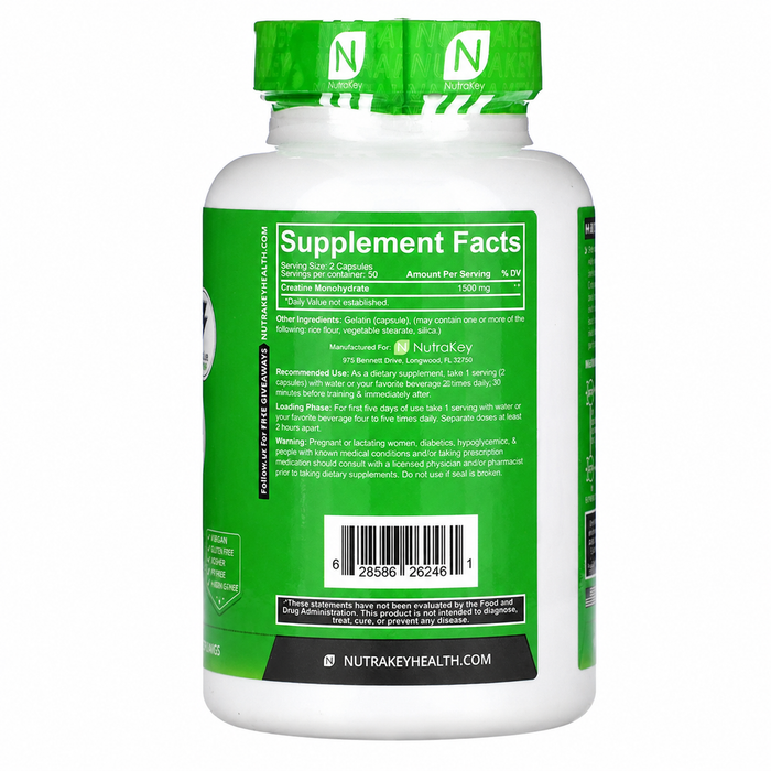 Nutrakey Creatine Monohydrate 100 Capsules