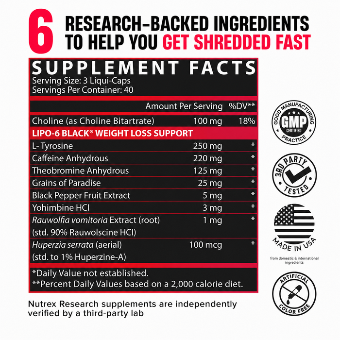 Nutrex Lipo6 Black Weight Loss Support Capsules