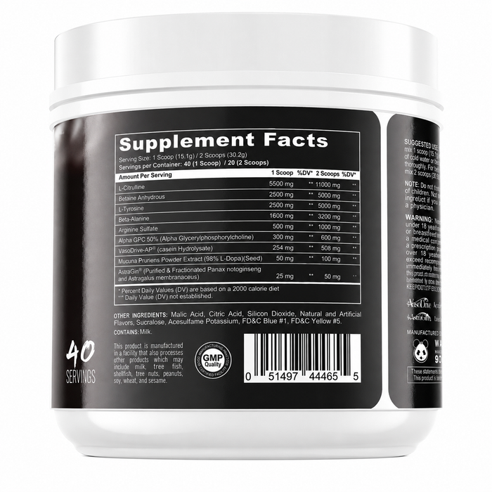 Pandamus Level 1 Stim-Free Pre Workout 40/20 Servings