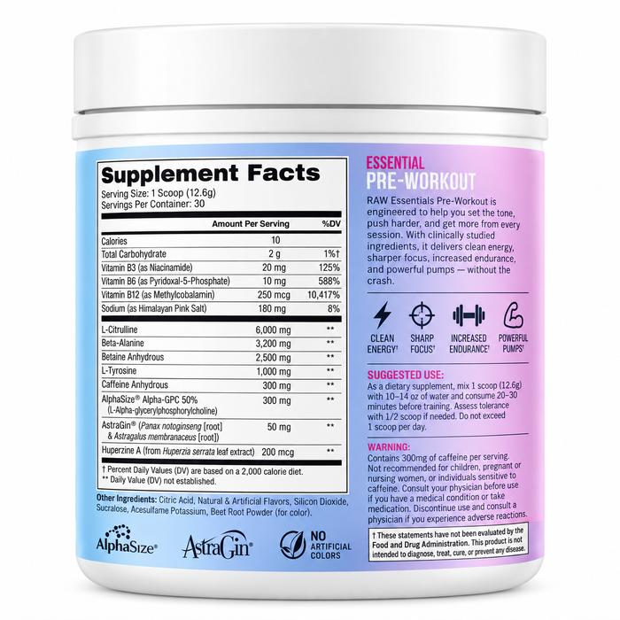 Raw Nutrition BUM Essential Performance Pre-Workout 30 Servings