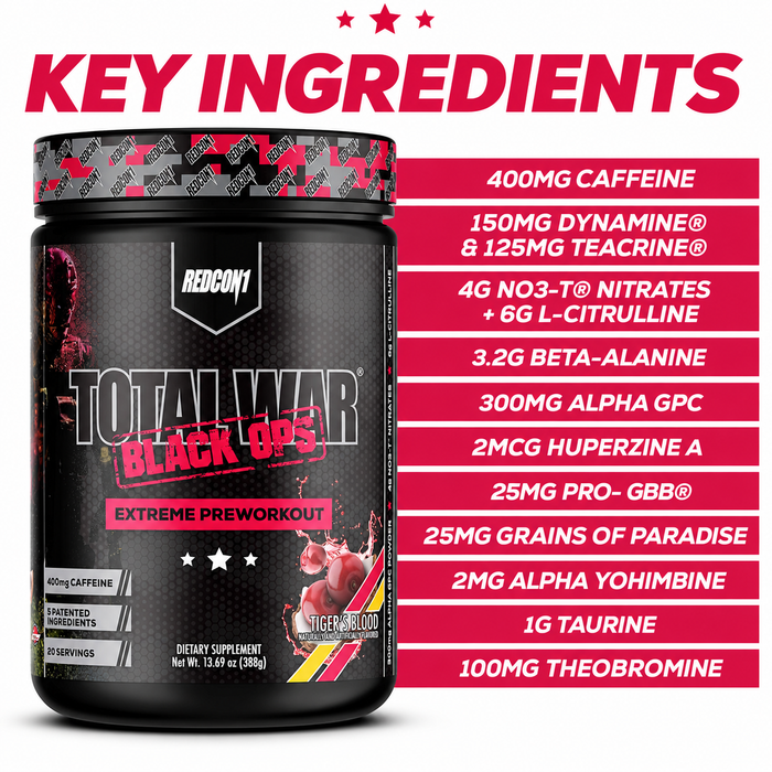 Redcon1 Total War Black Ops Extreme Preworkout 20 Servings