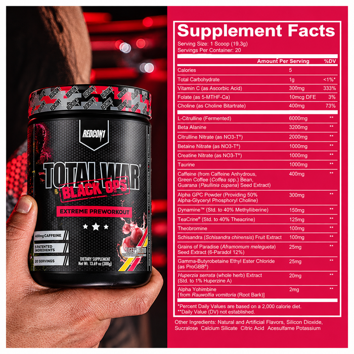 Redcon1 Total War Black Ops Extreme Preworkout 20 Servings