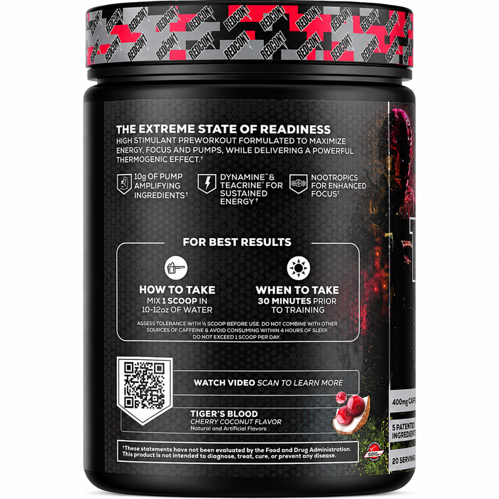 Redcon1 Total War Black Ops Extreme Preworkout 20 Servings