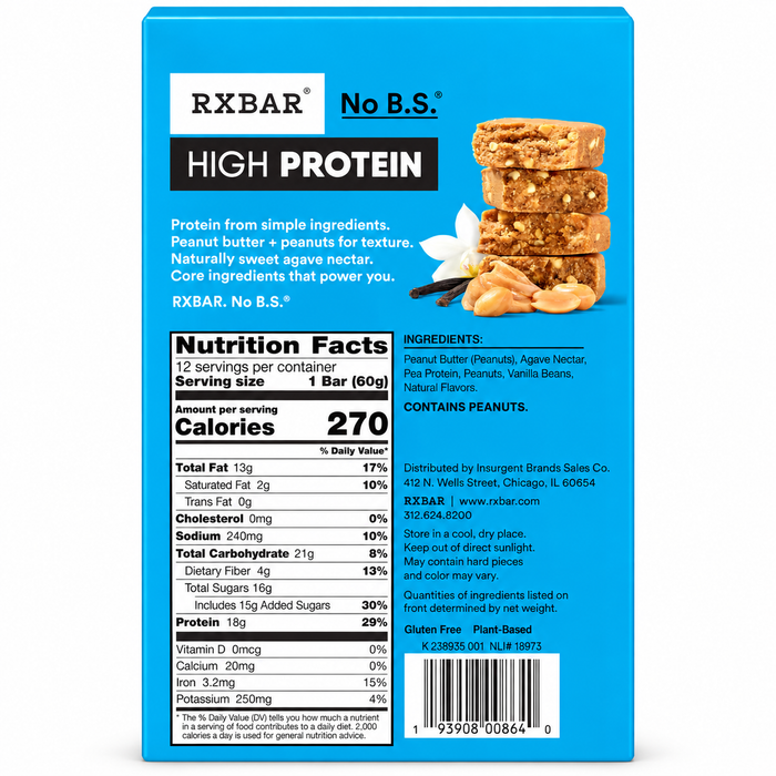 RXBar No B.S HIGH Protein Bars 12pk