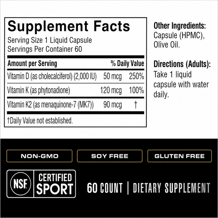 Spoken D3 + K1/K2 60 Liquid Capsules