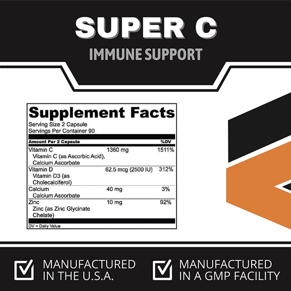 2 x 180 Capsules American Metabolix Super-C Immune Support
