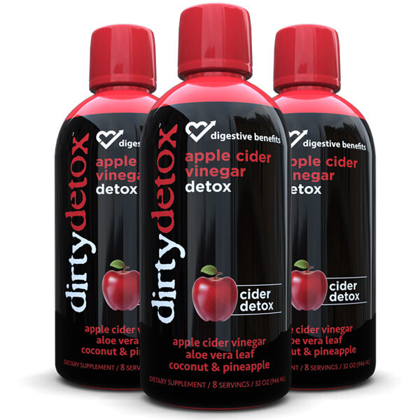 3 x 32oz Digestive Benefits Dirty Detox Apple Cider Vinegar