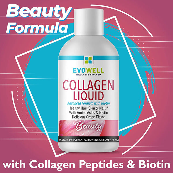 3 x 16oz EvoWell Collagen Liquid With Biotin