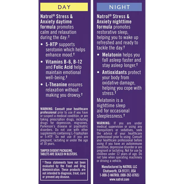 Natrol Stress & Anxiety Day / Night Mood & Stress Tablets