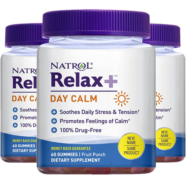 3 x 60 Gummies Natrol Relax+ Day Calm Stress Relief