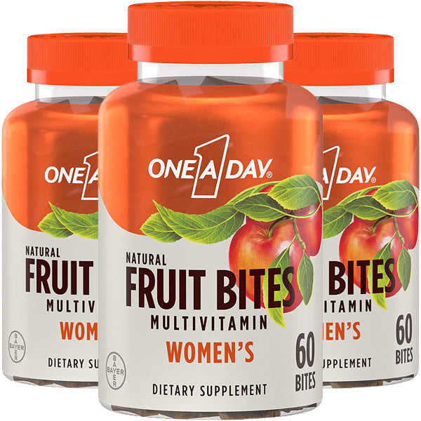 3 x 60 One A Day Women's Natural Fruit Bites Multivitamins