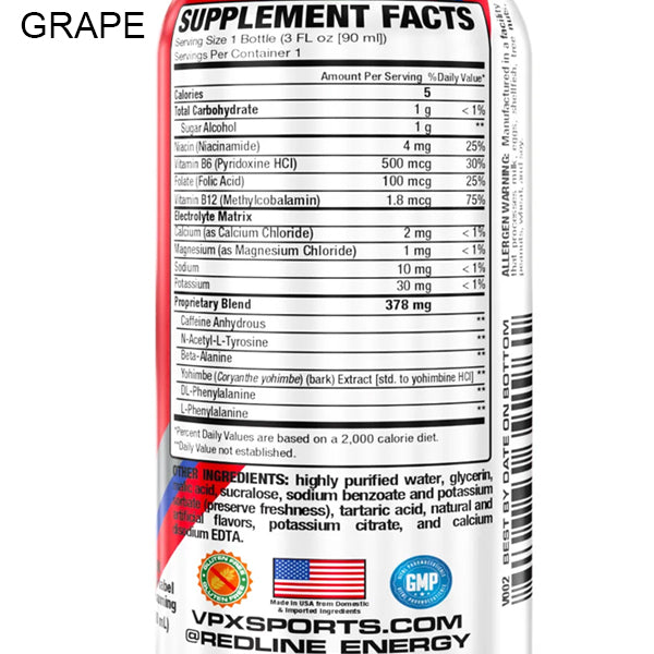 Redline Grape VPX Redline 3oz Xtreme Energy Shot 24pk